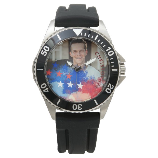 Benutzerdefiniertes Foto und Name mit amerikanisch Armbanduhr (Vorderseite)