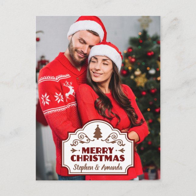 Benutzerdefiniertes Foto und Namen Weihnachtspostk Postkarte (Vorderseite)