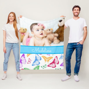 Benutzerdefiniertes Foto- und Namensschild Fleecedecke