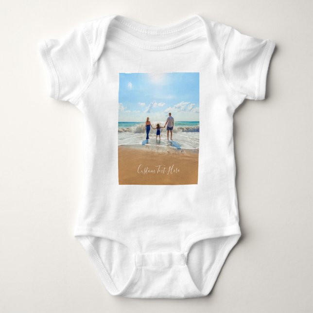 Benutzerdefiniertes Foto und Personalisierter Text Baby Strampler (Vorderseite)