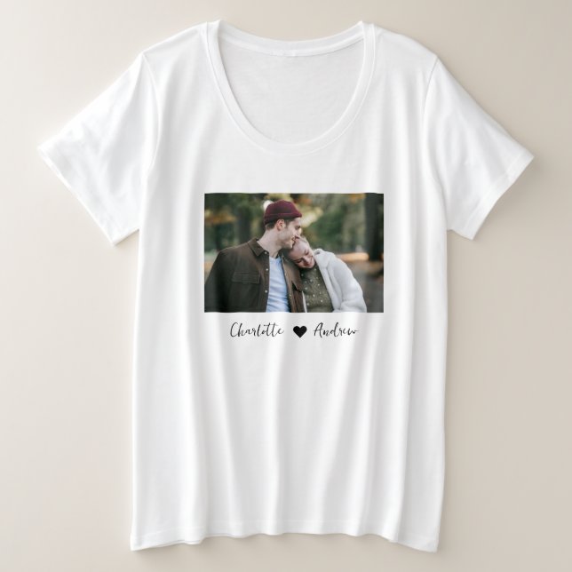 Benutzerdefiniertes Foto und Personalisierter Text Große Größe T-Shirt (Design vorne)