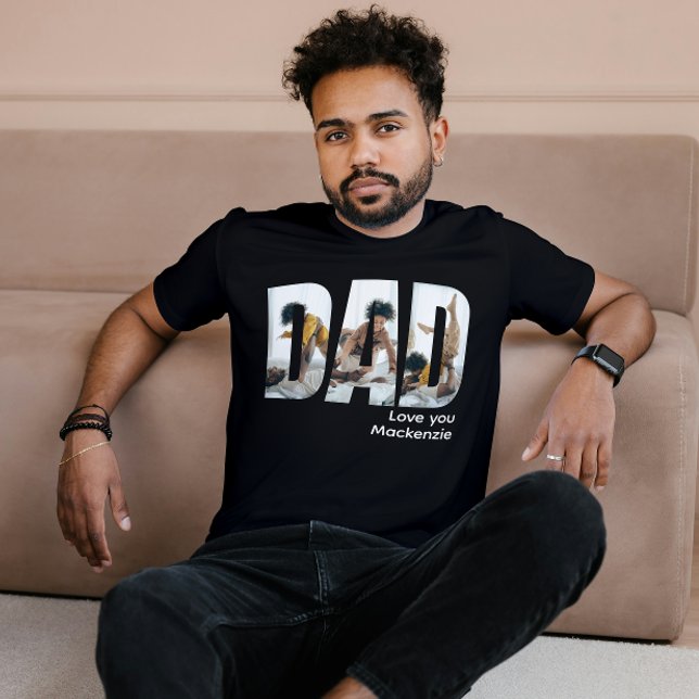Benutzerdefiniertes Foto und Personalisierter Vate T-Shirt (Custom Photo And Text Personalized Dad T-Shirt by Ricaso. Add 3 photographs, fathers day ideas)