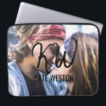 Benutzerdefiniertes Foto und Pinselskriptmonogramm Laptopschutzhülle<br><div class="desc">Dieses Stück ist ein personalisiertes, modernes und selbst angepasstes Design. Es verfügt über ein Foto, das der Kunde durch seine eigenen Foto- und Pinselskriptinitialen ersetzt. Dieser Ausdruck wird den persönlichen Stil eines Mannes oder einer Frau sicherlich verstärken und ihn bzw. sie in Mode und mutig machen. Dieses spezielle Design ermöglicht...</div>