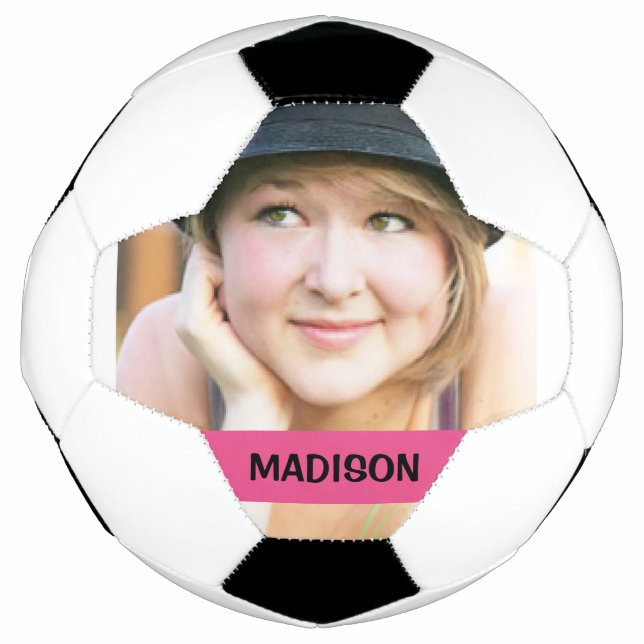 Benutzerdefiniertes Foto und rosa Streifen Fußball (Vorderseite)