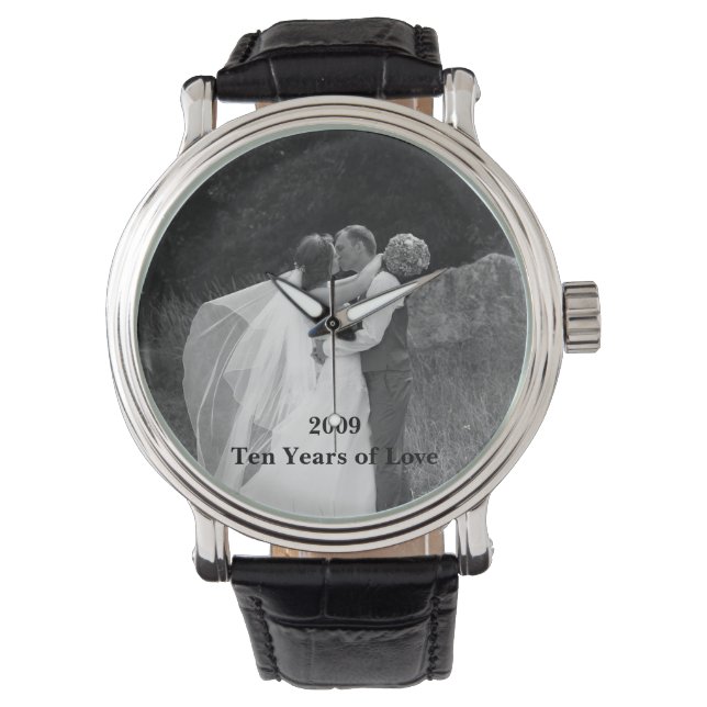 Benutzerdefiniertes Foto und Text Armbanduhr (Vorderseite)