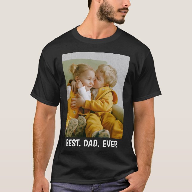 Benutzerdefiniertes Foto und Text - Bester Vater j T-Shirt (Vorderseite)