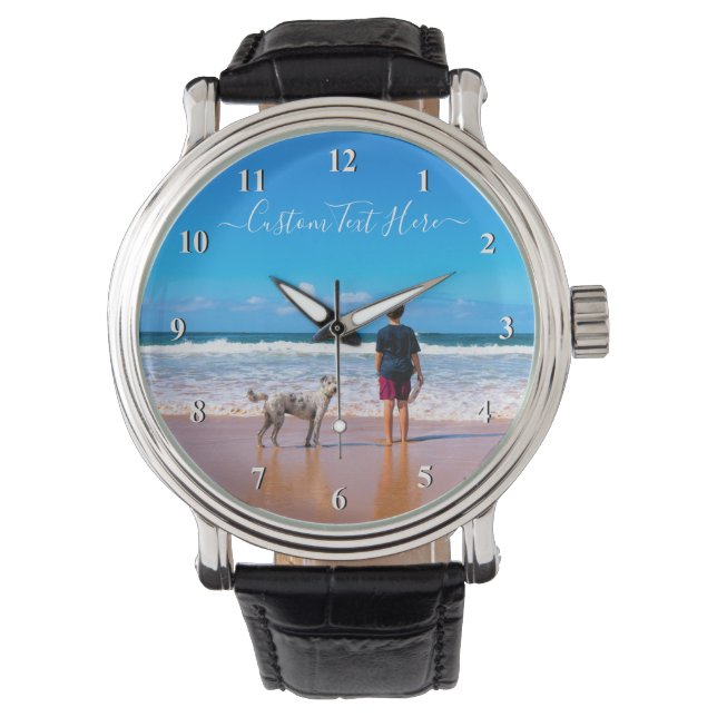 Benutzerdefiniertes Foto und Text - Eigenes Design Armbanduhr (Vorderseite)