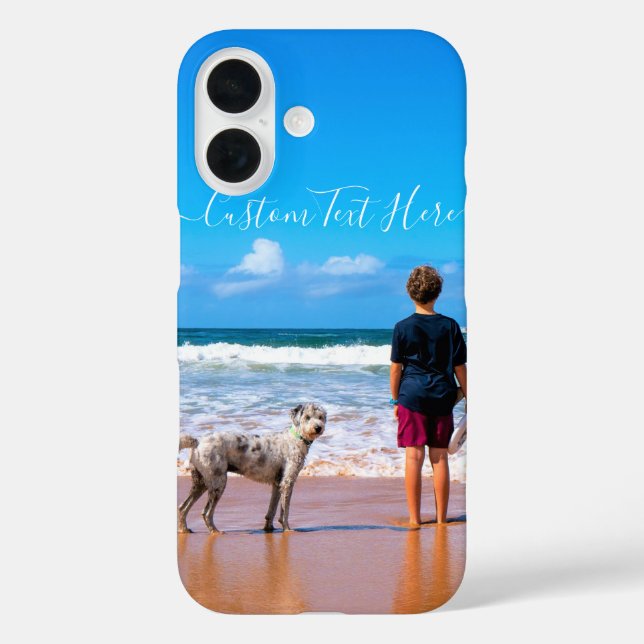Benutzerdefiniertes Foto und Text - Eigenes Design iPhone 16 Hülle (Rückseite)