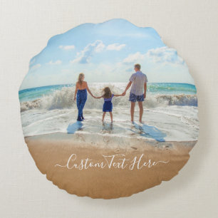 Benutzerdefiniertes Foto und Text - Eigenes Design Rundes Kissen