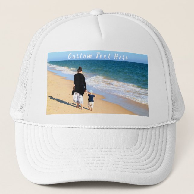 Benutzerdefiniertes Foto und Text-Hat-Design mit M Truckerkappe (Vorderseite)