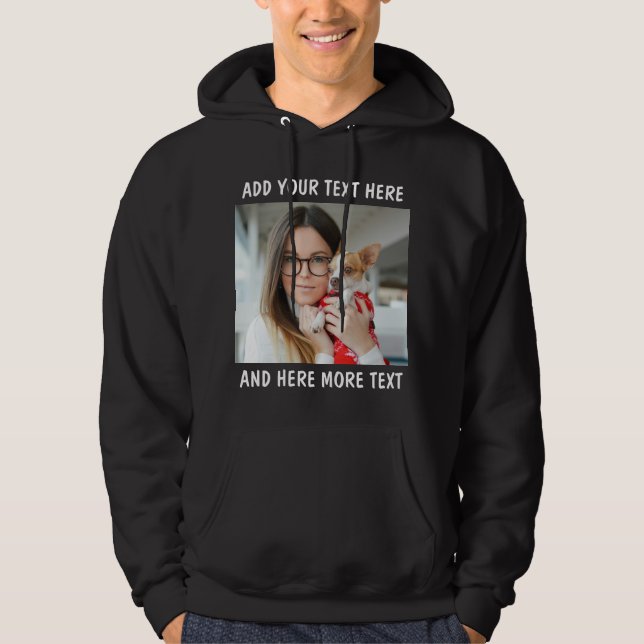Benutzerdefiniertes Foto und Text oder Name Hoodie (Vorderseite)