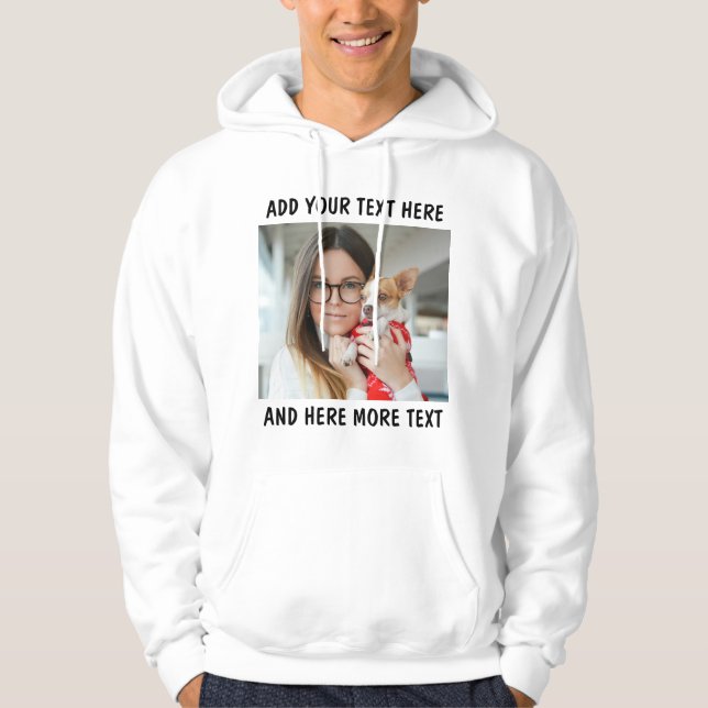 Benutzerdefiniertes Foto und Text oder Name Hoodie (Vorderseite)