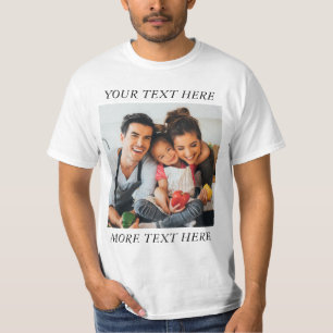 Benutzerdefiniertes Foto und Text oder Name in Wei T-Shirt