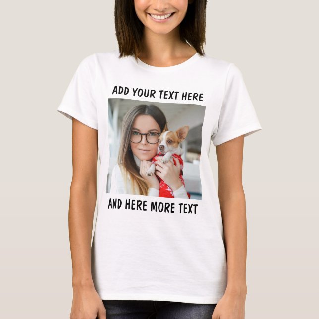 Benutzerdefiniertes Foto und Text oder Name T-Shirt (Vorderseite)