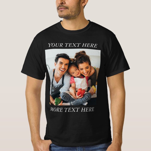 Benutzerdefiniertes Foto und Text oder Name  T-Shirt (Vorderseite)