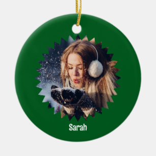 Benutzerdefiniertes Foto und Text personalisiertes Keramik Ornament