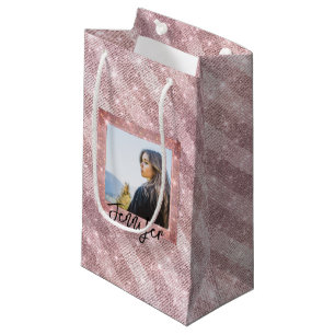 Benutzerdefiniertes Foto und Text-Rose Gold Einzig Kleine Geschenktüte