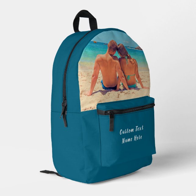 Benutzerdefiniertes Foto- und Textbackpack Bedruckter Rucksack (Rückseitige Ecke links)