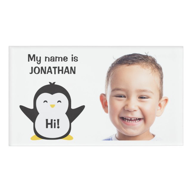Benutzerdefiniertes Foto- und Textkids-ID-Abzeiche Namenschild (Vorderseite)