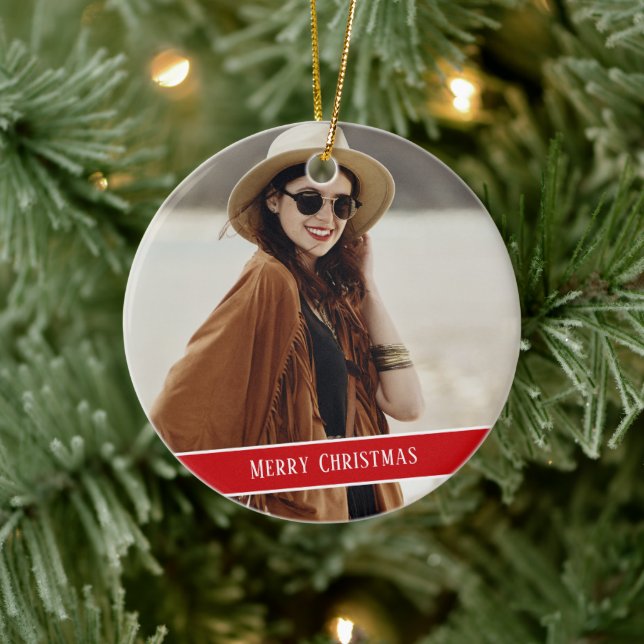 Benutzerdefiniertes Foto und Weihnachten Keramik Ornament (Baum)