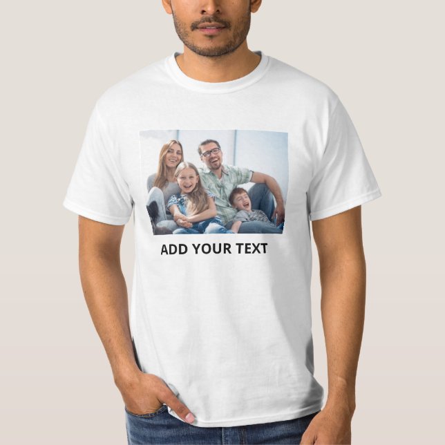 Benutzerdefiniertes Foto und Weißer Text T-Shirt (Vorderseite)