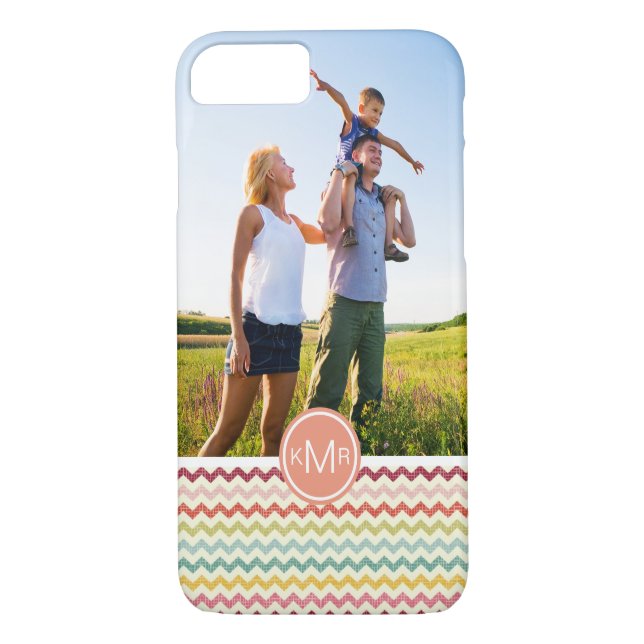 Benutzerdefiniertes Foto und Zickzack Monogramm Mu Case-Mate iPhone Hülle (Rückseite)