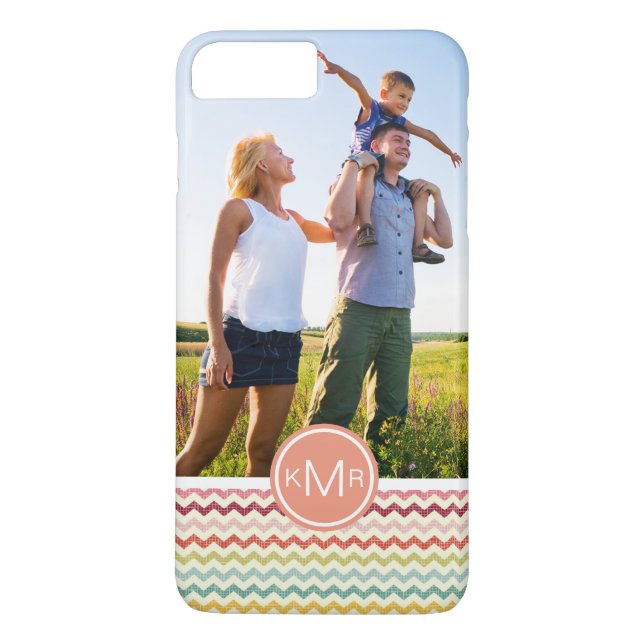 Benutzerdefiniertes Foto und Zickzack Monogramm Mu Case-Mate iPhone Hülle (Rückseite)