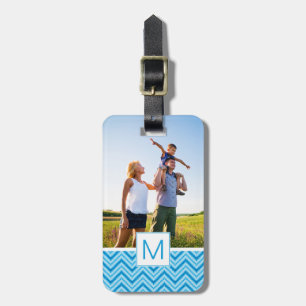 Benutzerdefiniertes Foto und Zickzack Monogramm Mu Gepäckanhänger