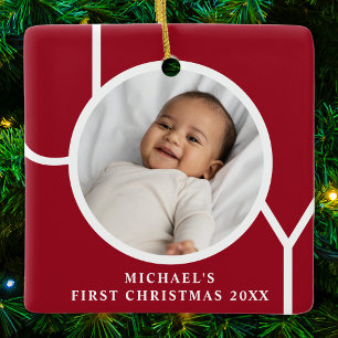 Benutzerdefiniertes Foto vom ersten Weihnachten de Keramikornament