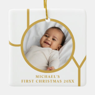Benutzerdefiniertes Foto vom ersten Weihnachten de Keramikornament
