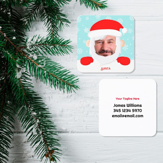 Benutzerdefiniertes Foto von Santa Services Quadratische Visitenkarte (Santa Customized Photo Card)
