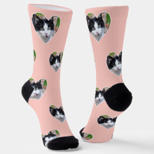 Benutzerdefiniertes Foto von Tuxedo-Katze auf hell Socken