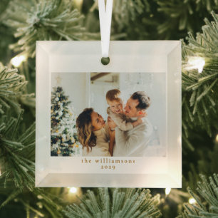 Benutzerdefiniertes Foto Weihnachten Minimalistisc Ornament Aus Glas