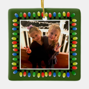 Benutzerdefiniertes Foto Xmas Light Back Message G Keramikornament