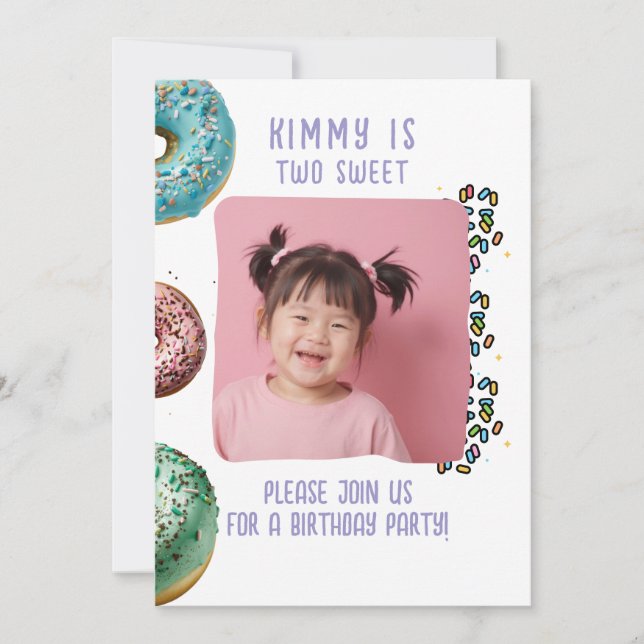 Benutzerdefiniertes Foto Zwei Niedliche 2. Geburts Einladung (Vorderseite)