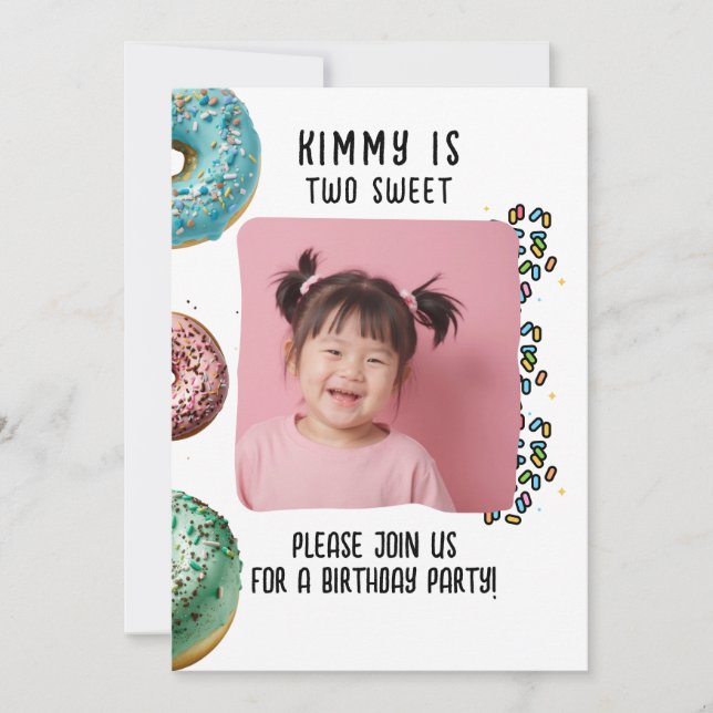 Benutzerdefiniertes Foto Zwei Niedliche 2. Geburts Einladung (Vorderseite)