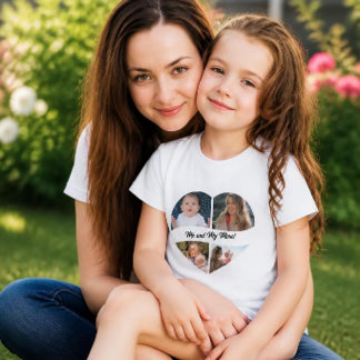 Benutzerdefiniertes Fotocollage-Herz Mädchen T-Shi T-Shirt