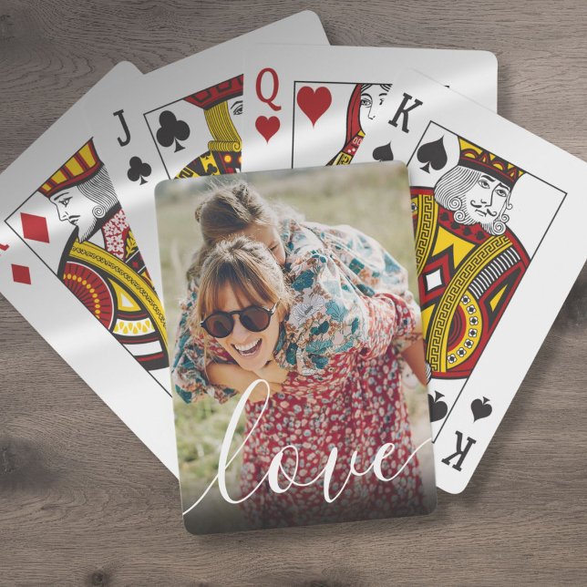 Benutzerdefiniertes Fotoliebesskript Spielkarten (Custom Photo Elegant Modern Love Script Poker Cards)