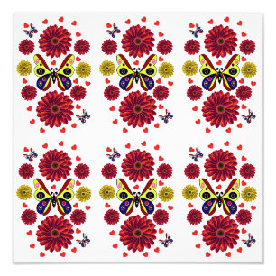 Benutzerdefiniertes Frühlings-Schmetterling-Blumen Fotodruck