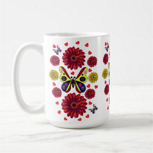Benutzerdefiniertes Frühlings-Schmetterling-Blumen Kaffeetasse