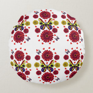 Benutzerdefiniertes Frühlings-Schmetterling-Blumen Rundes Kissen