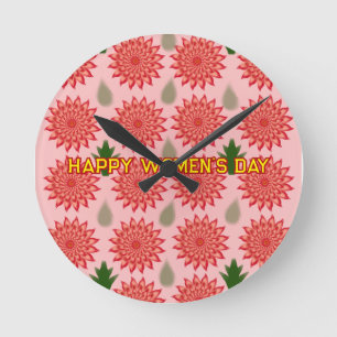 Benutzerdefiniertes Frühlingsblumen-Frauentag-Papi Runde Wanduhr