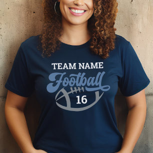 Benutzerdefiniertes Fußballteam-Script Blau-Navy-M Tri-Blend Shirt