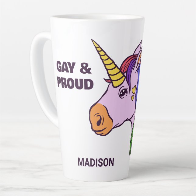 Benutzerdefiniertes Gay Unicorn Milchtasse (Linke Ecke)