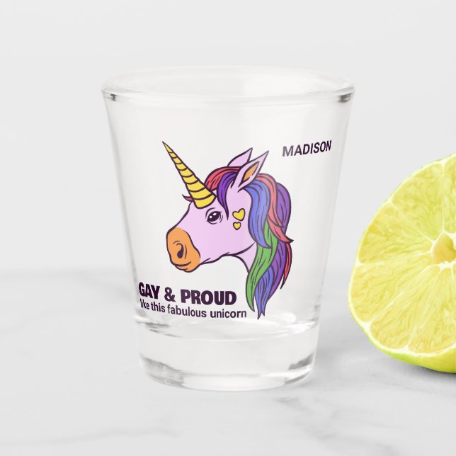 Benutzerdefiniertes Gay Unicorn Schnapsglas (Vorderseite)