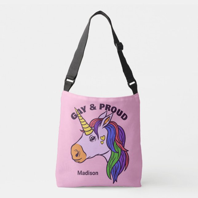 Benutzerdefiniertes Gay Unicorn Tragetaschen Mit Langen Trägern (Vorderseite)