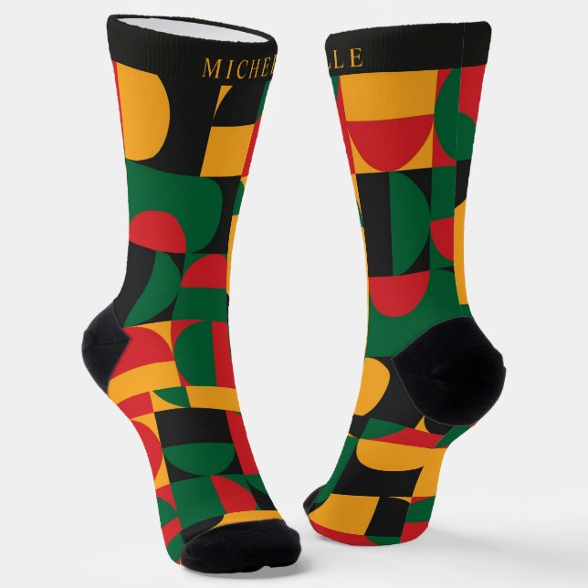 Benutzerdefiniertes gelb-grünes rotes geometrische socken (Gewinkelt)