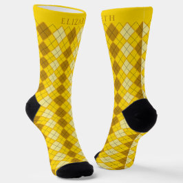 Benutzerdefiniertes Gelb Orange Braun Argyle-Muste Socken