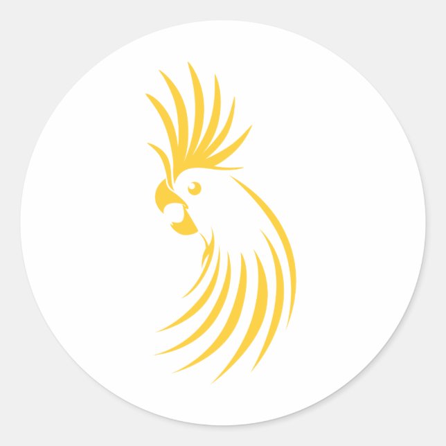Benutzerdefiniertes gelbes Cockatoo-Logo Runder Aufkleber (Vorderseite)