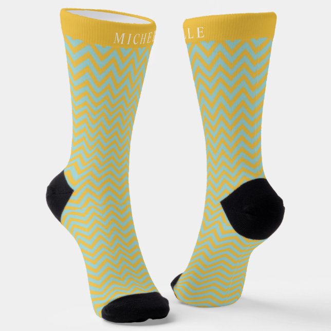 Benutzerdefiniertes gelbes, Zickzack Muster Socken (Gewinkelt)
